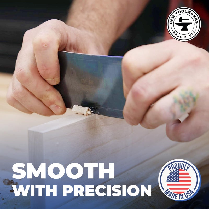 DFM Tool Works Rectangle Card Scraper - Precision Cabinet Multi-use Scraper for Woodworking, Wood Fine Finishers, Glue Scraper, Quality Handcrafted Card Shaping Tool - Made in USA, 1 Quantity - Blue - Image 4